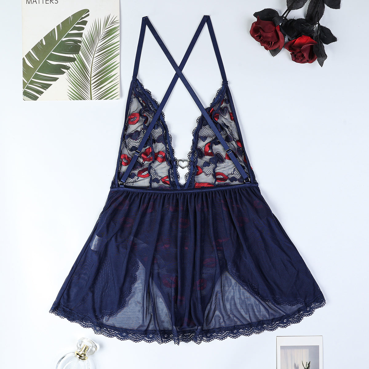 Babydoll lingerie styled with floral