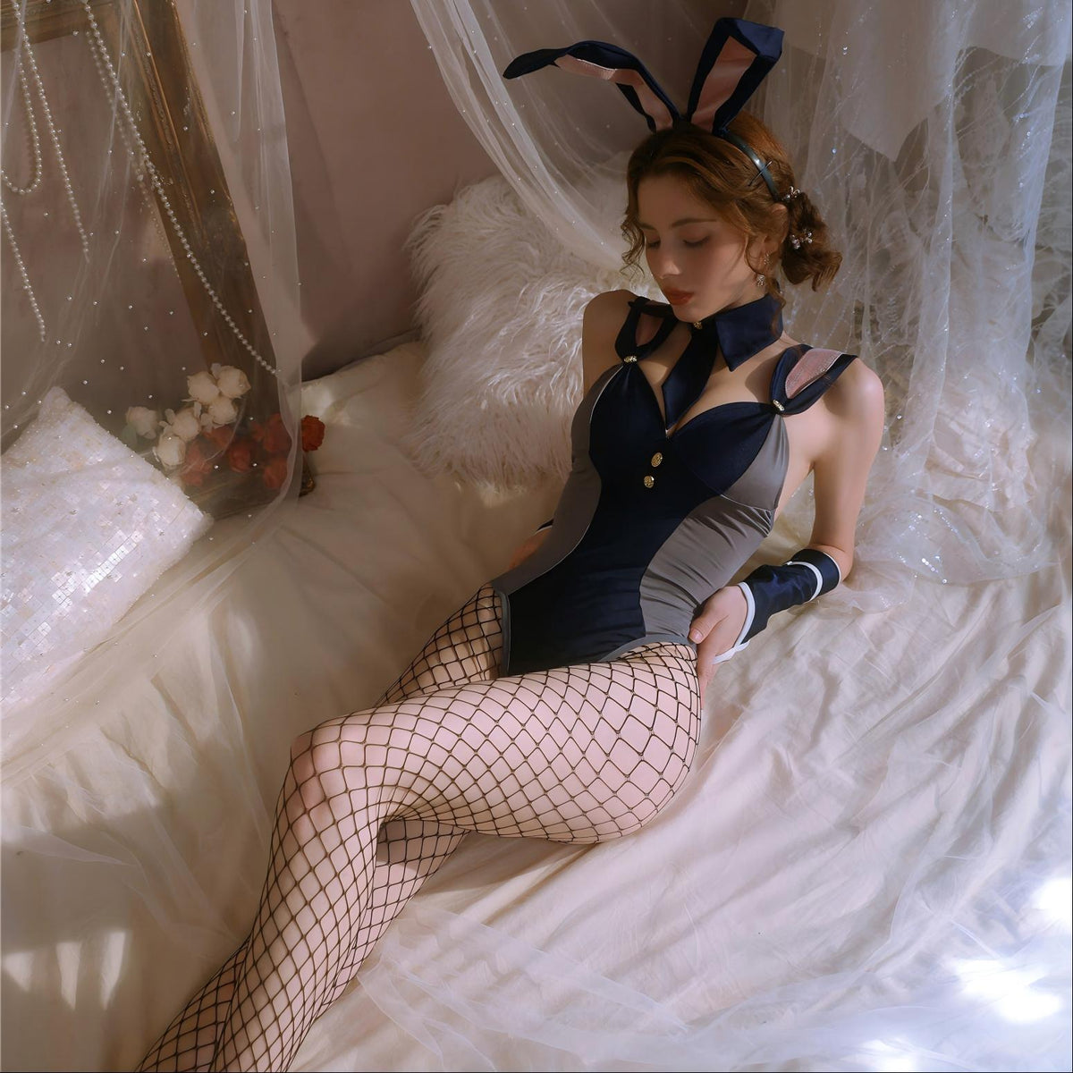 Bunny cosplay lingerie bodysuit design details