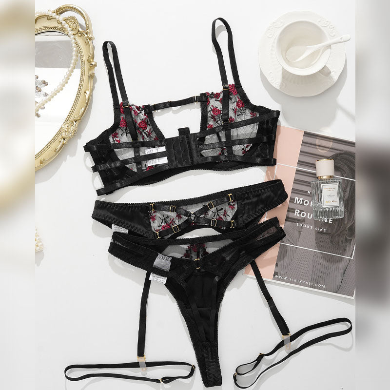 Underwire accents on bra and panty set