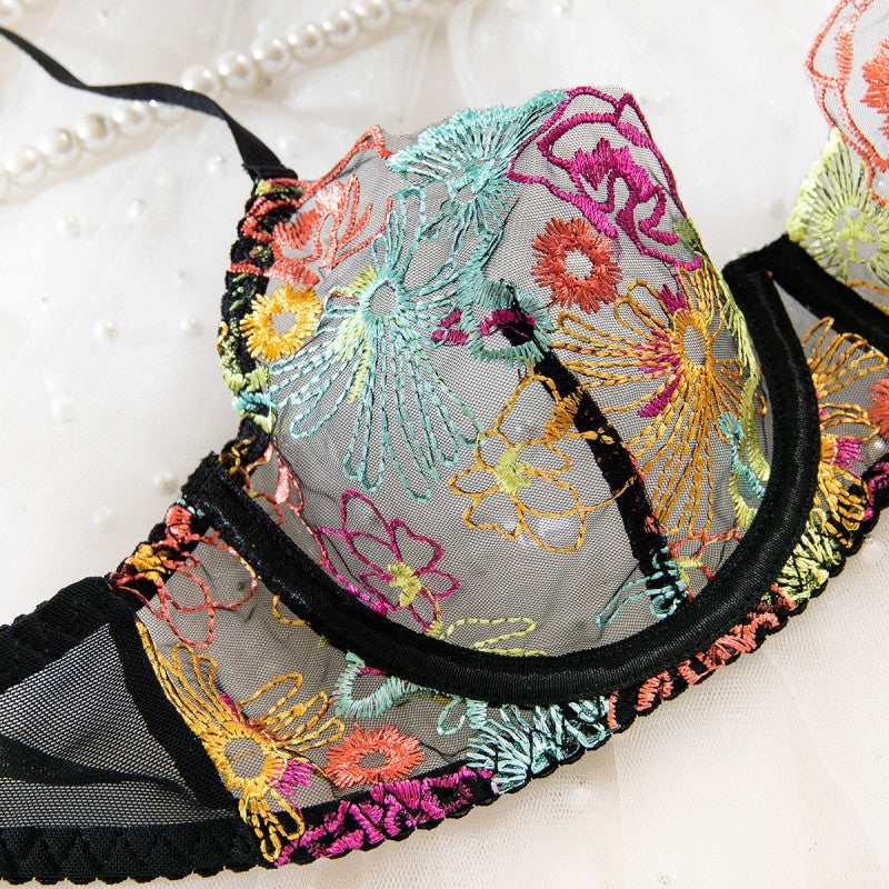 Sheer mesh design on lingerie set