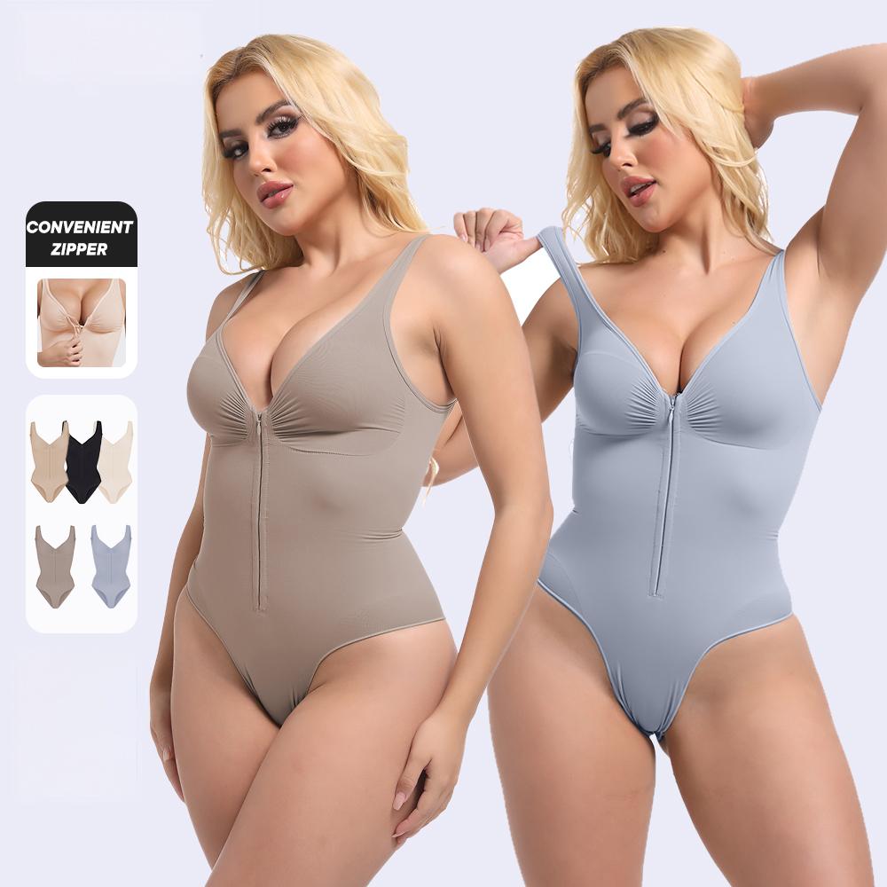 Zipper Front Backless Bodysuit | Tummy Control & Butt Lifting Shapewear