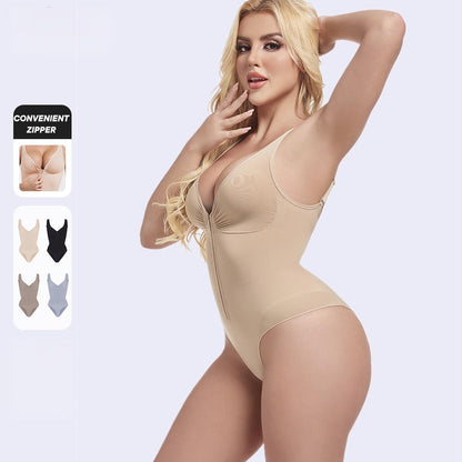 Zipper Front Backless Bodysuit | Tummy Control & Butt Lifting Shapewear