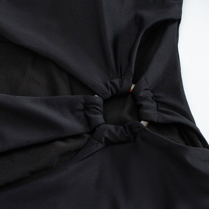 Cut-Out One-Piece Swimsuit – Sleek Minimalist Design with Metal Ring Accents