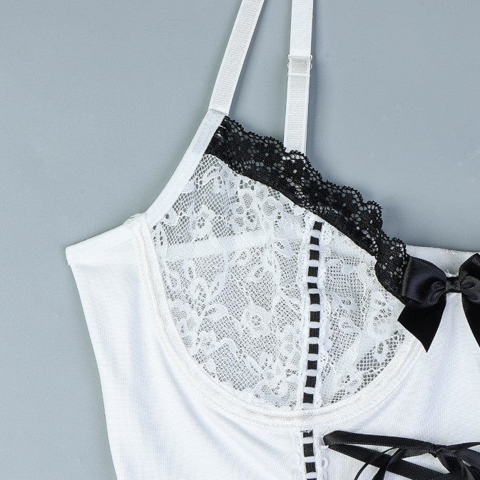 Garter straps accents on corset lingerie set