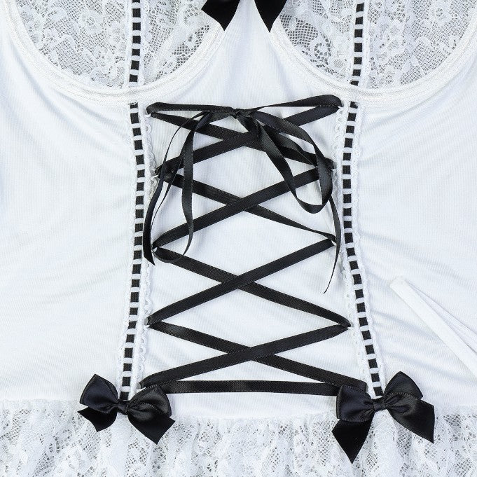 Ruffle corset lingerie set design details