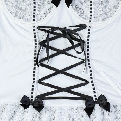 Ruffle corset lingerie set design details
