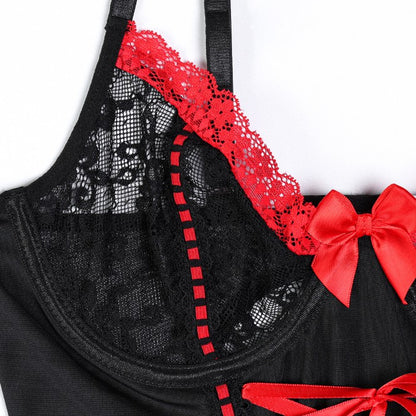 Garter straps corset lingerie set
