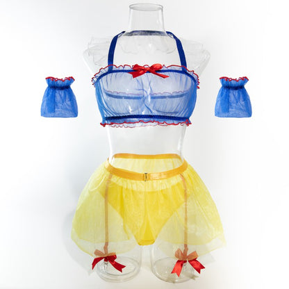 Sheer mesh details on cosplay costume dress