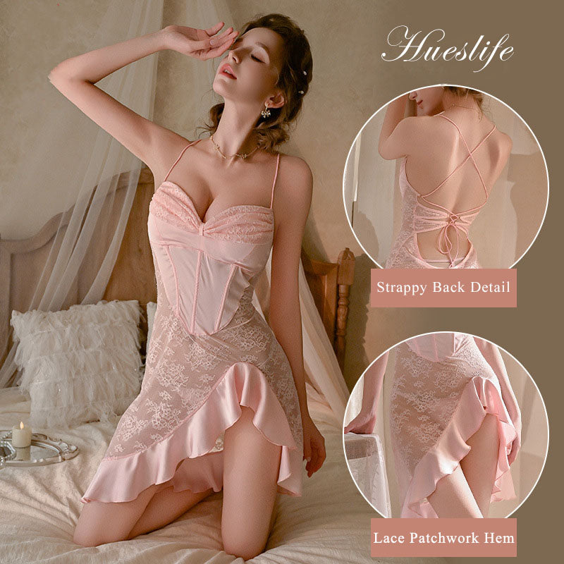 Babydoll lingerie dress with lace details