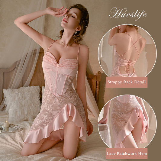 Babydoll lingerie dress with lace details