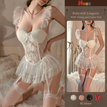 Babydoll lingerie set with lace details