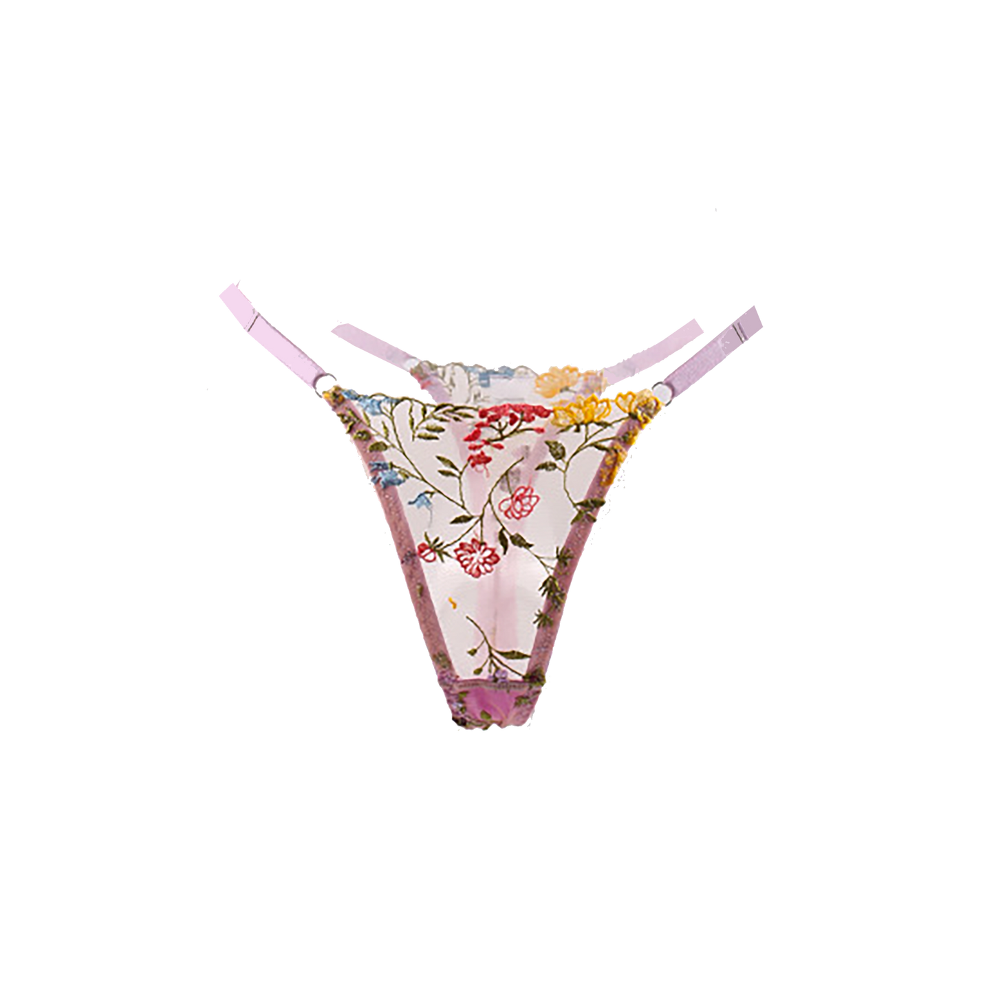 Floral Embroidered Lace Thong