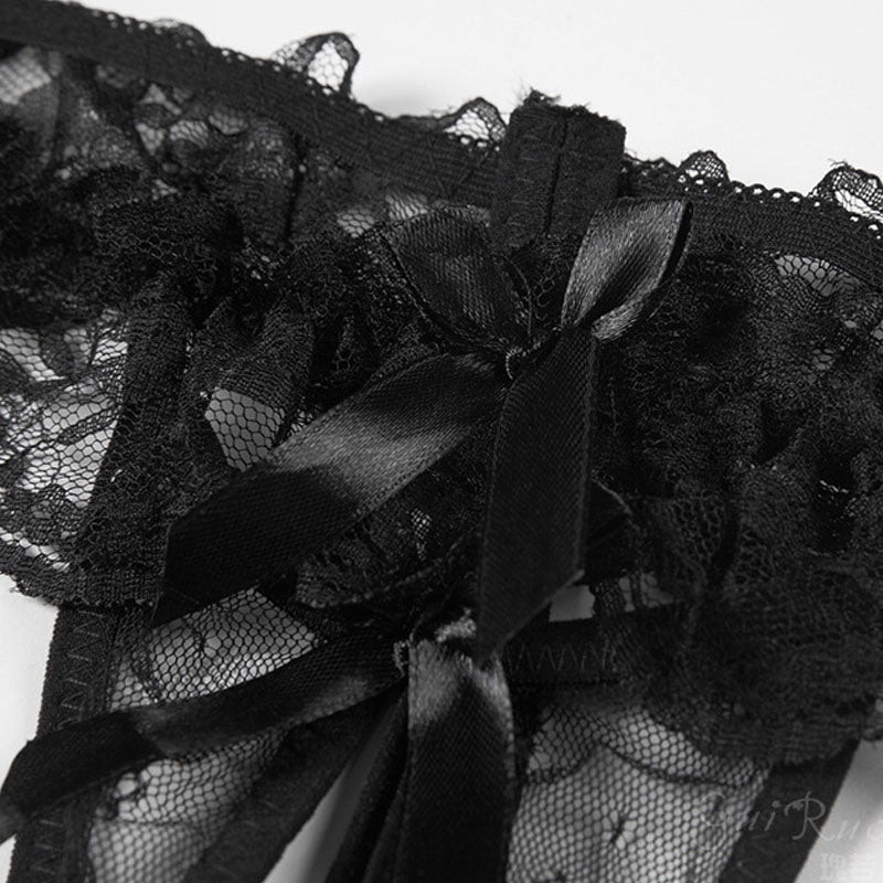 Pearl Lace Open Crotch Panties – Erotic Ruffled Thong for Women