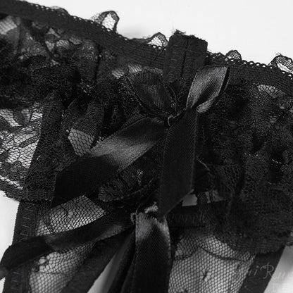 Pearl Lace Open Crotch Panties – Erotic Ruffled Thong for Women