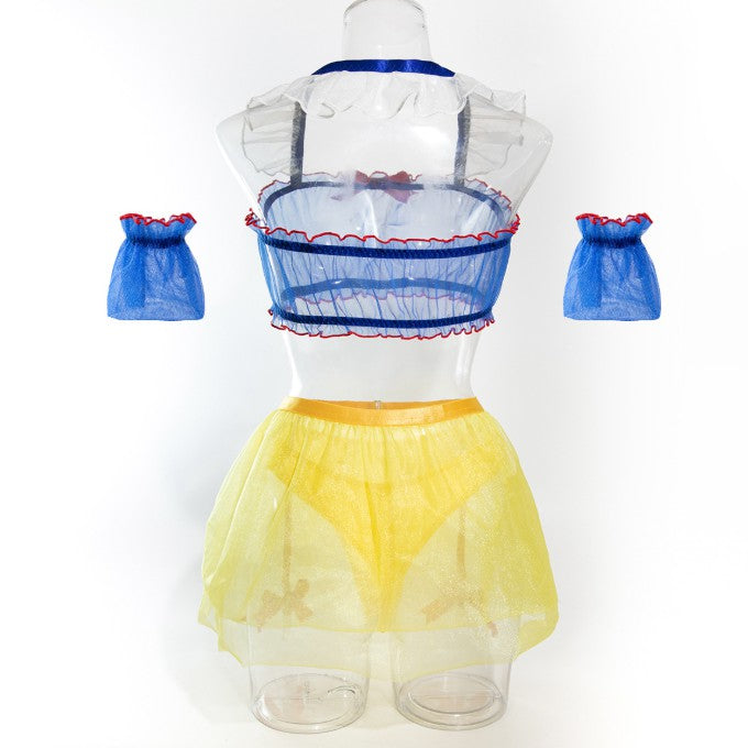 Cosplay costume dress with sheer mesh details