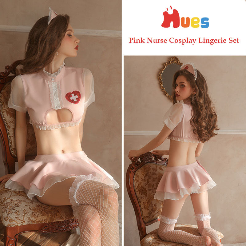 Nurse lingerie set featuring lace