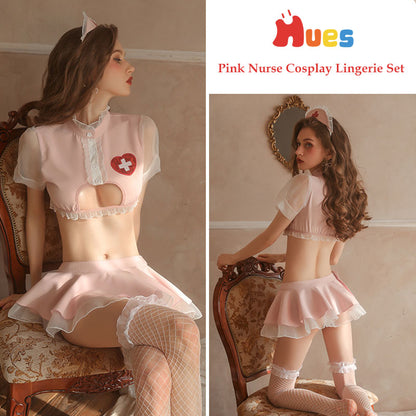 Nurse lingerie set featuring lace