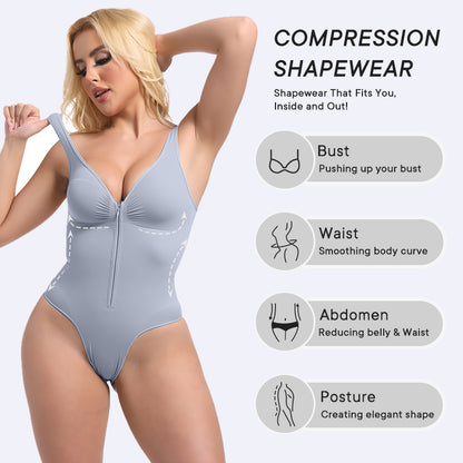 Zipper Front Backless Bodysuit | Tummy Control & Butt Lifting Shapewear