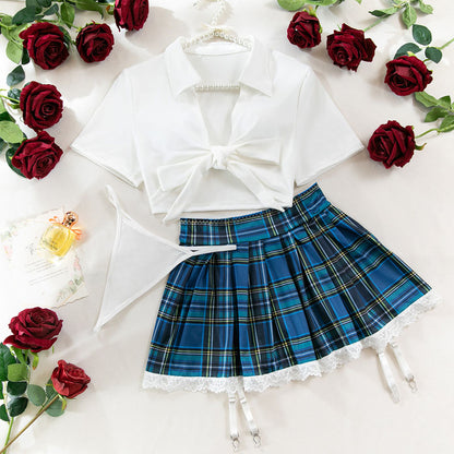 Schoolgirl costume dress featuring plaid