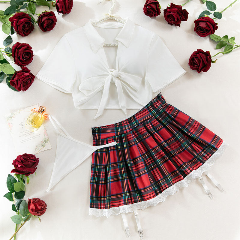 Schoolgirl cosplay lingerie set in lace