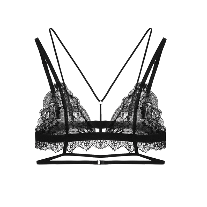 Intricate Black Lace Strappy Lingerie Bralette