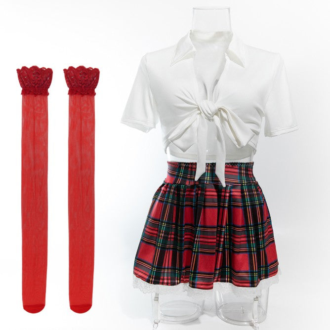 Schoolgirl costume lingerie set design details