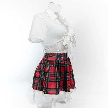 Plaid schoolgirl lingerie for cosplay roleplay
