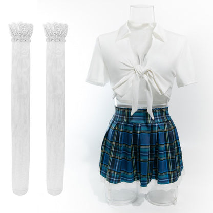 Garter details on schoolgirl roleplay costume dress