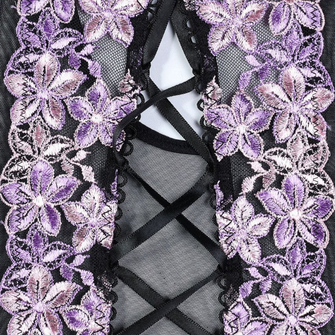 Three-piece lingerie set featuring satin