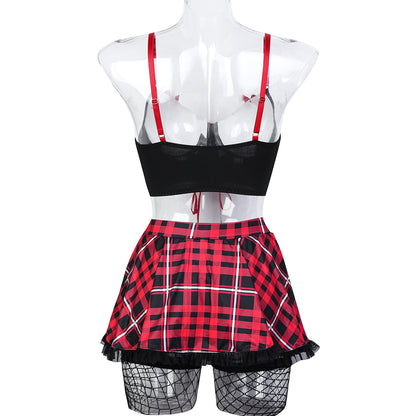 Schoolgirl costume lingerie set design details