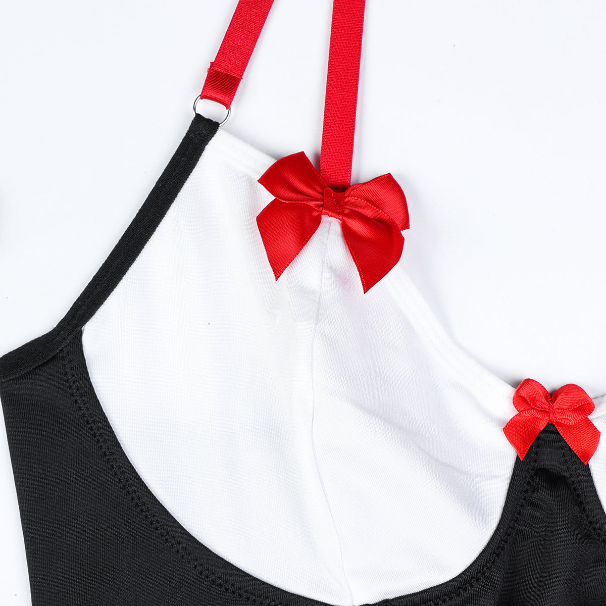 Schoolgirl-inspired lingerie set with fishnet design