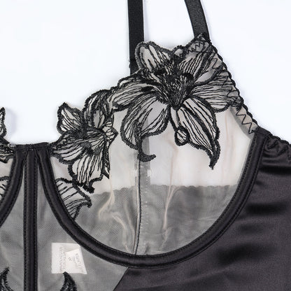 Garter straps design on bra and panty set