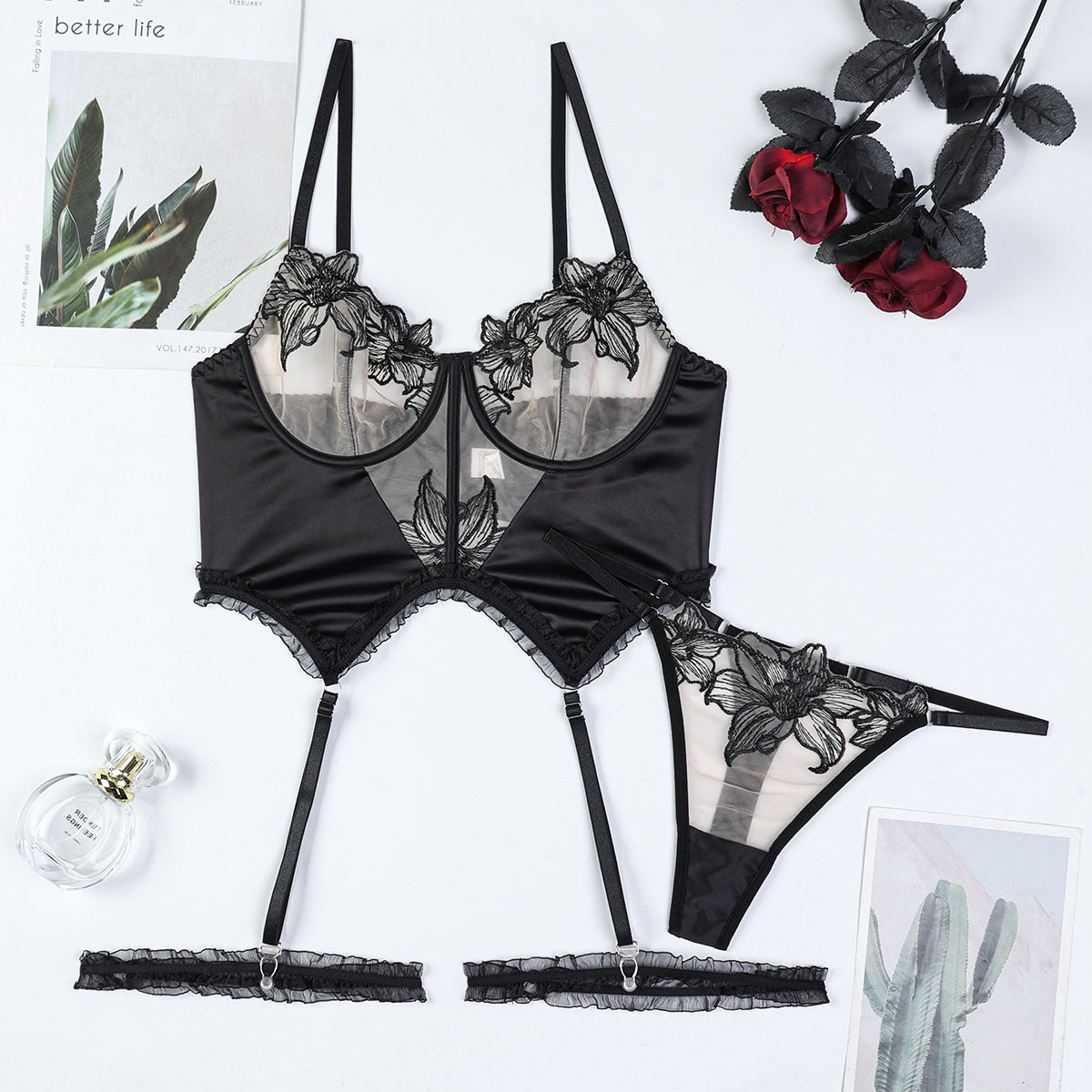Floral bra and panty set
