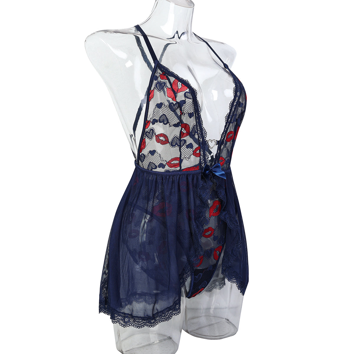 Lace accents on babydoll lingerie