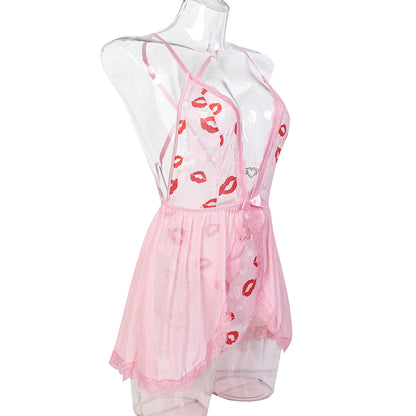 Floral accents on babydoll lingerie