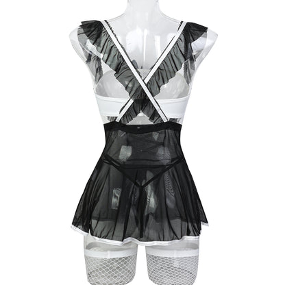 Maid roleplay lingerie set with lace details