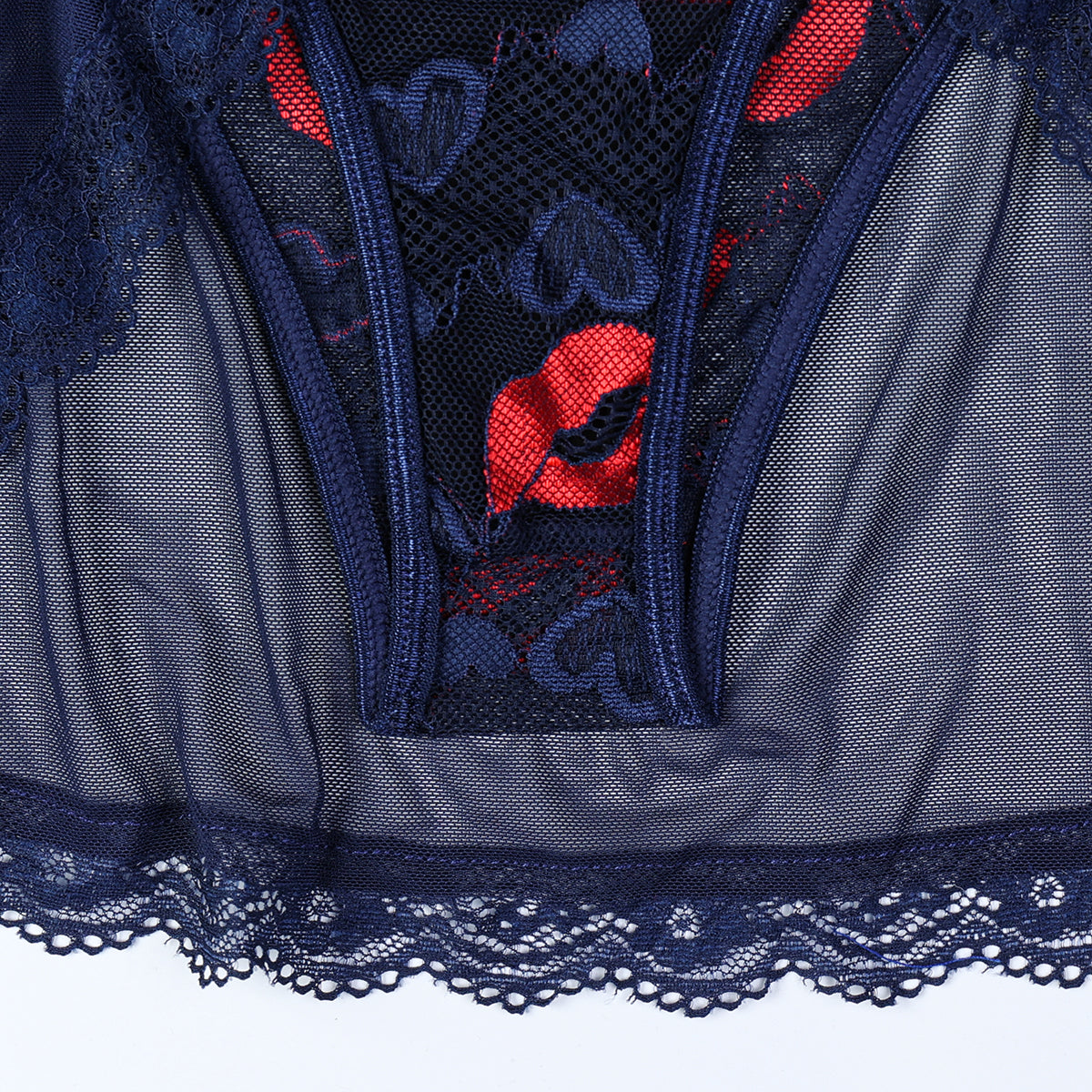 Sheer mesh babydoll lingerie design details