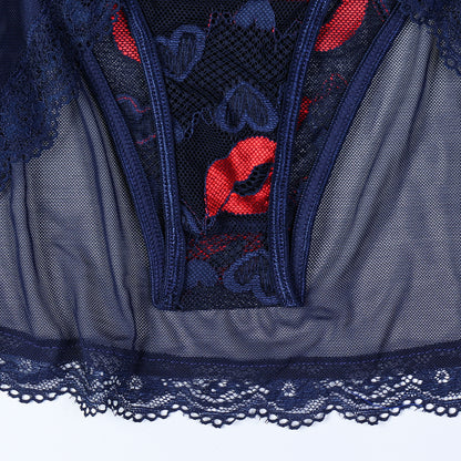 Sheer mesh babydoll lingerie design details