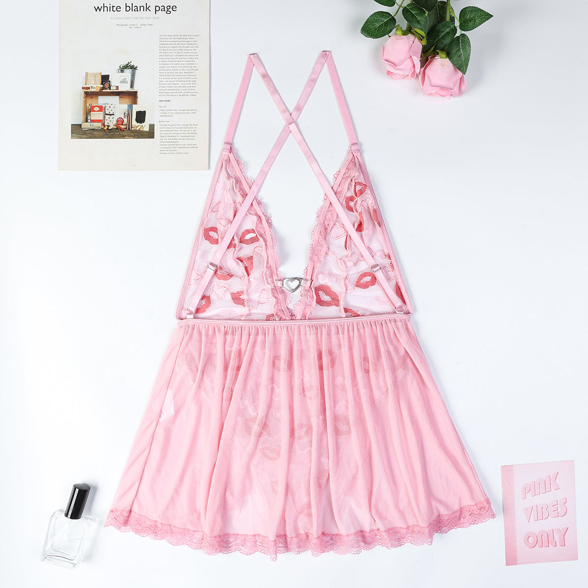 Lace babydoll lingerie design details