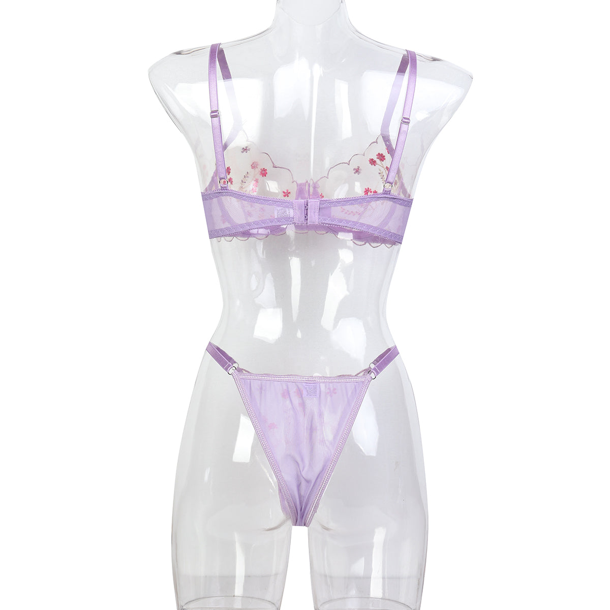 Embroidered accents on lingerie set