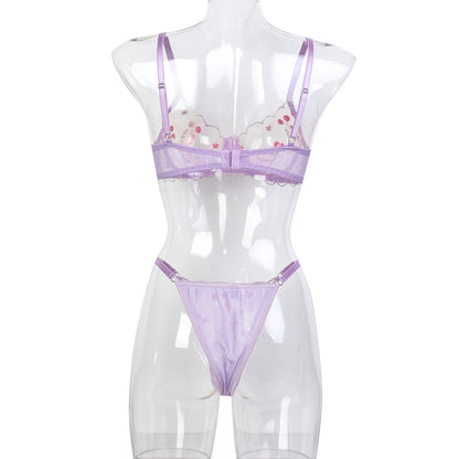 Embroidered accents on lingerie set