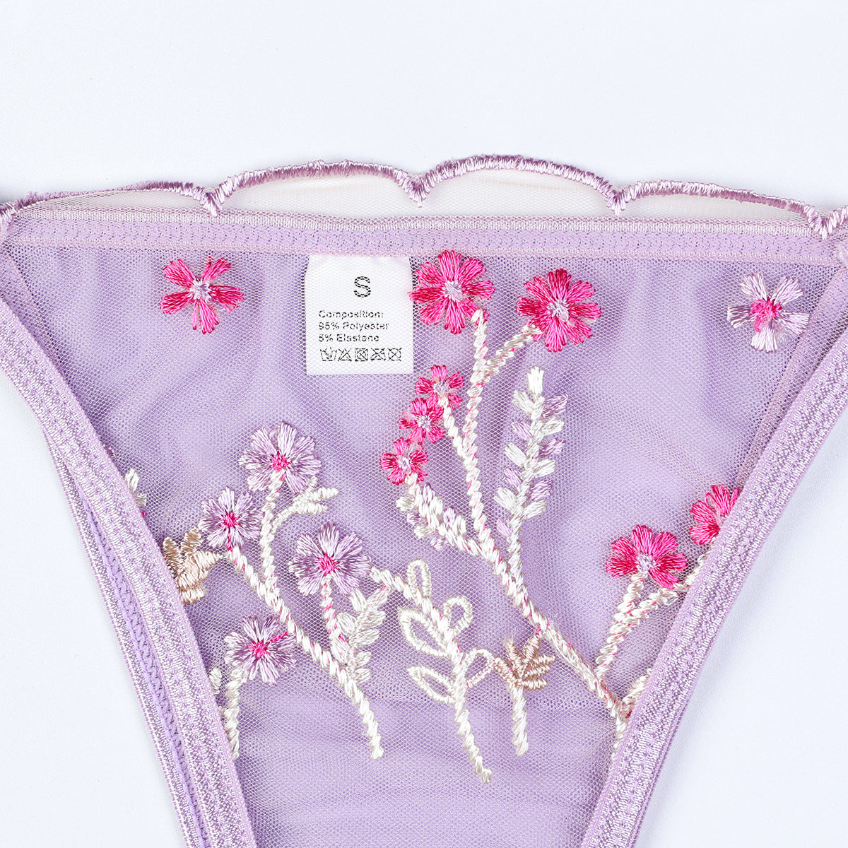 Embroidered accents on lingerie set