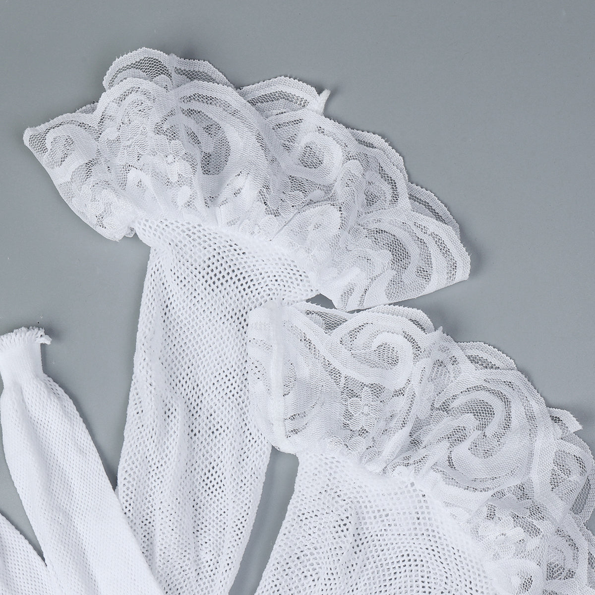 Bow accents on three-piece lingerie set
