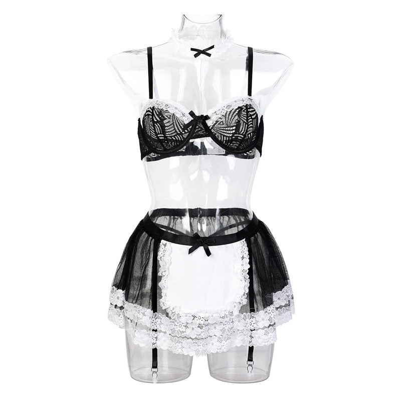 Satin maid cosplay lingerie set