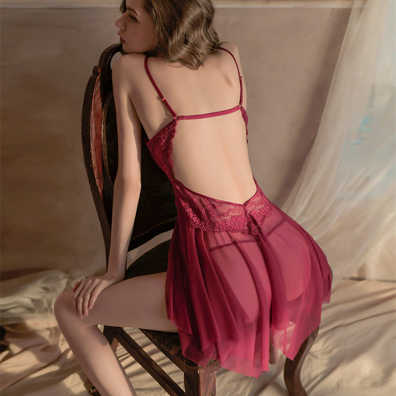 Sheer mesh design on lingerie nightdress