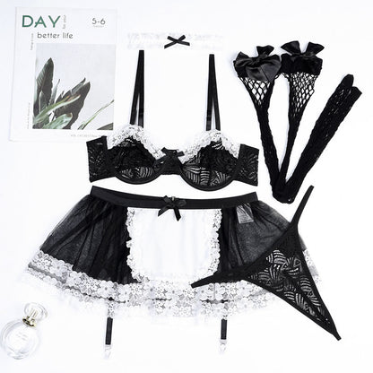 Maid cosplay lingerie set in lace