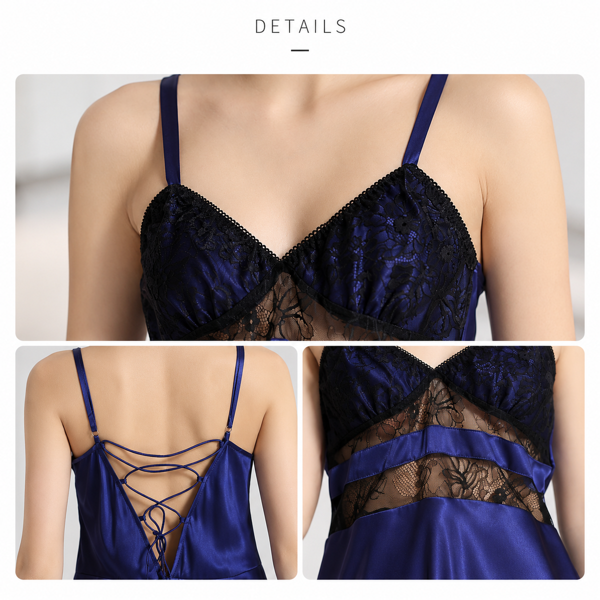 【100% Mulberry Silk】 6A Mulberry Silk Lace Chemise Nightgown