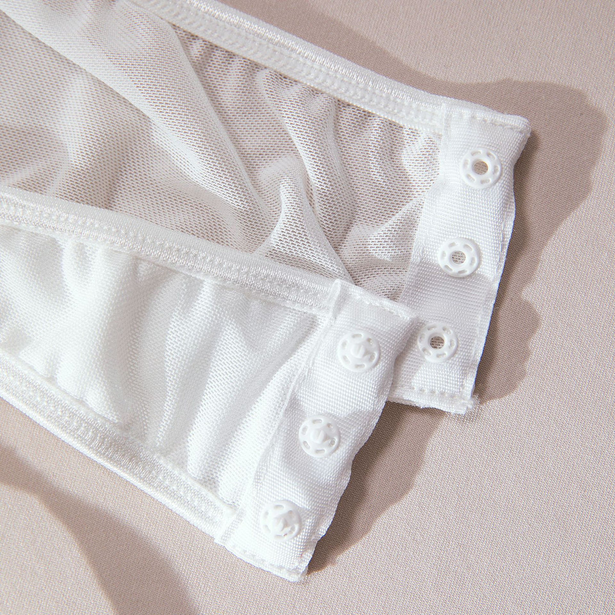 Apple Print Embroidered Mesh Bodysuit Set | Garter Belt & Fishnet Stockings – White