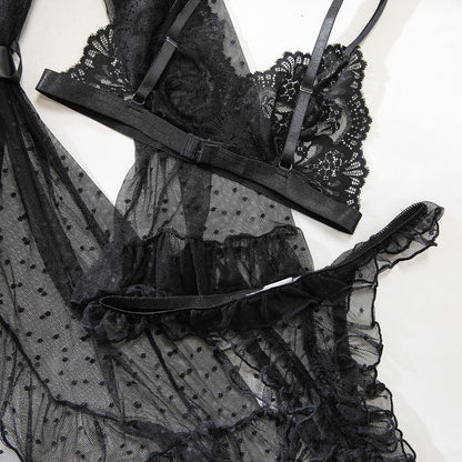 Ruffle accents on bra and panty set