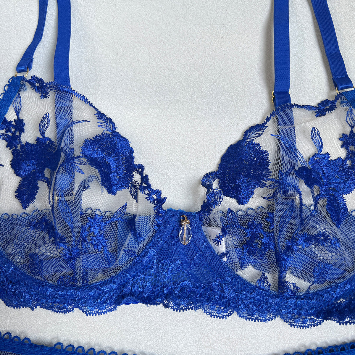 Embroidered accents on lingerie set